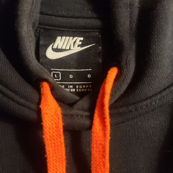 Nike Men's Club Sportswear Fleece Pullover Hoodie | Large | Black/Orange/White - Picture 4 of 13